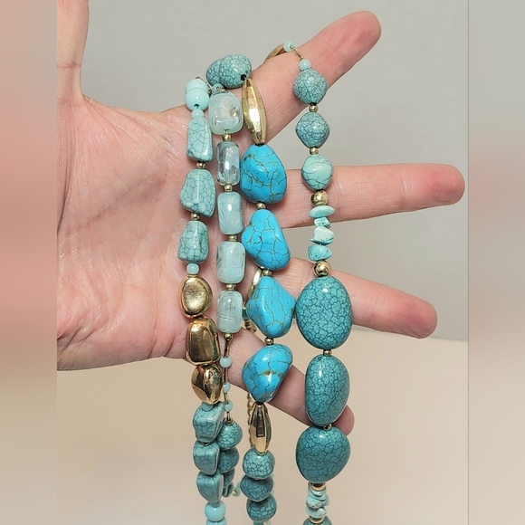 Bocar Goldtone and Faux Turquoise Multi-layered 4 Strand Necklace - Picture 12 of 12